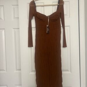 Self-Portrait Brown Long Sleeve Dress